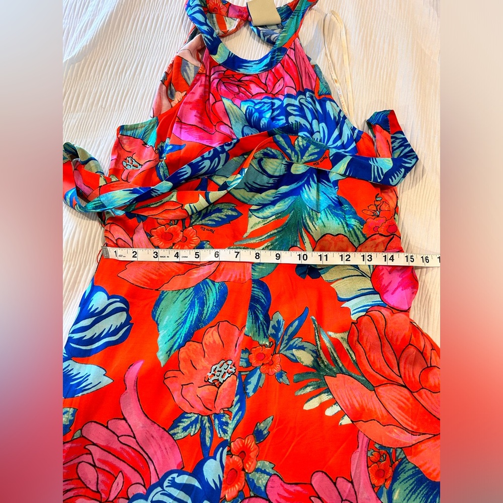 Farm Rio Red Floral Jumpsuit XS NWT - Picture 12 of 14